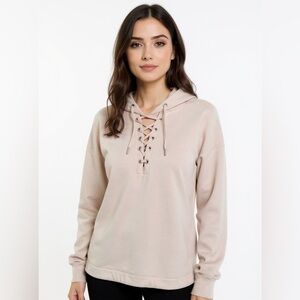 Z Supply NWOT Tan Cuffed Sleeve Tie Front Hoodie